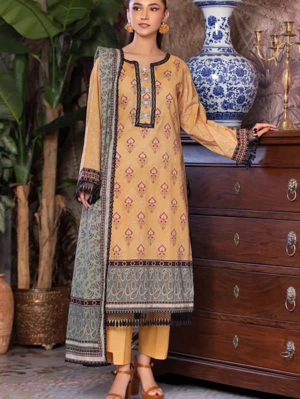 3PC Printed Unstitched Cambric